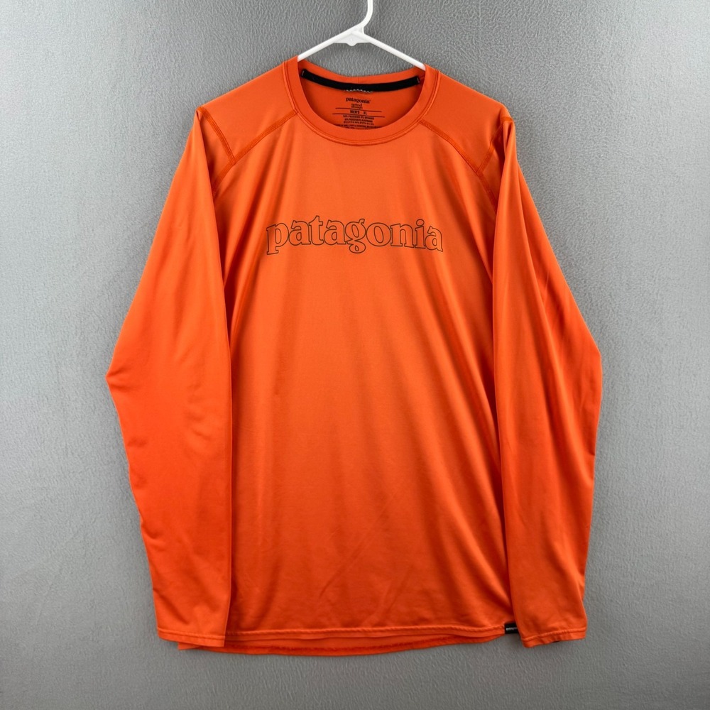 Patagonia Capilene 1 Silkweight Shirt Mens XL Orange Long Sleeve Crew UPF Hiking